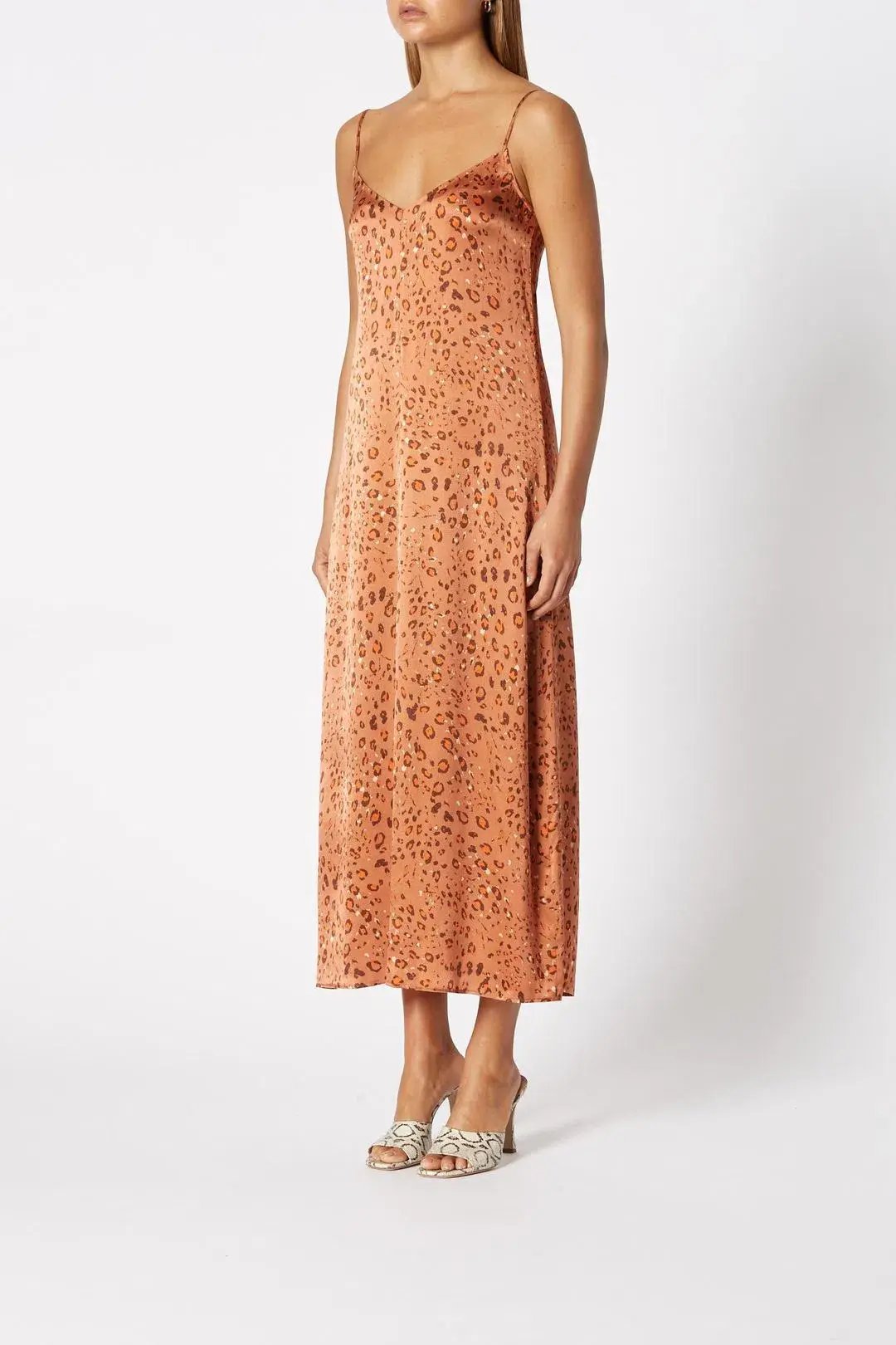 Scanlan Theodore Silk Leopard Slip Dress & Scarf Print Size 10 photo 2