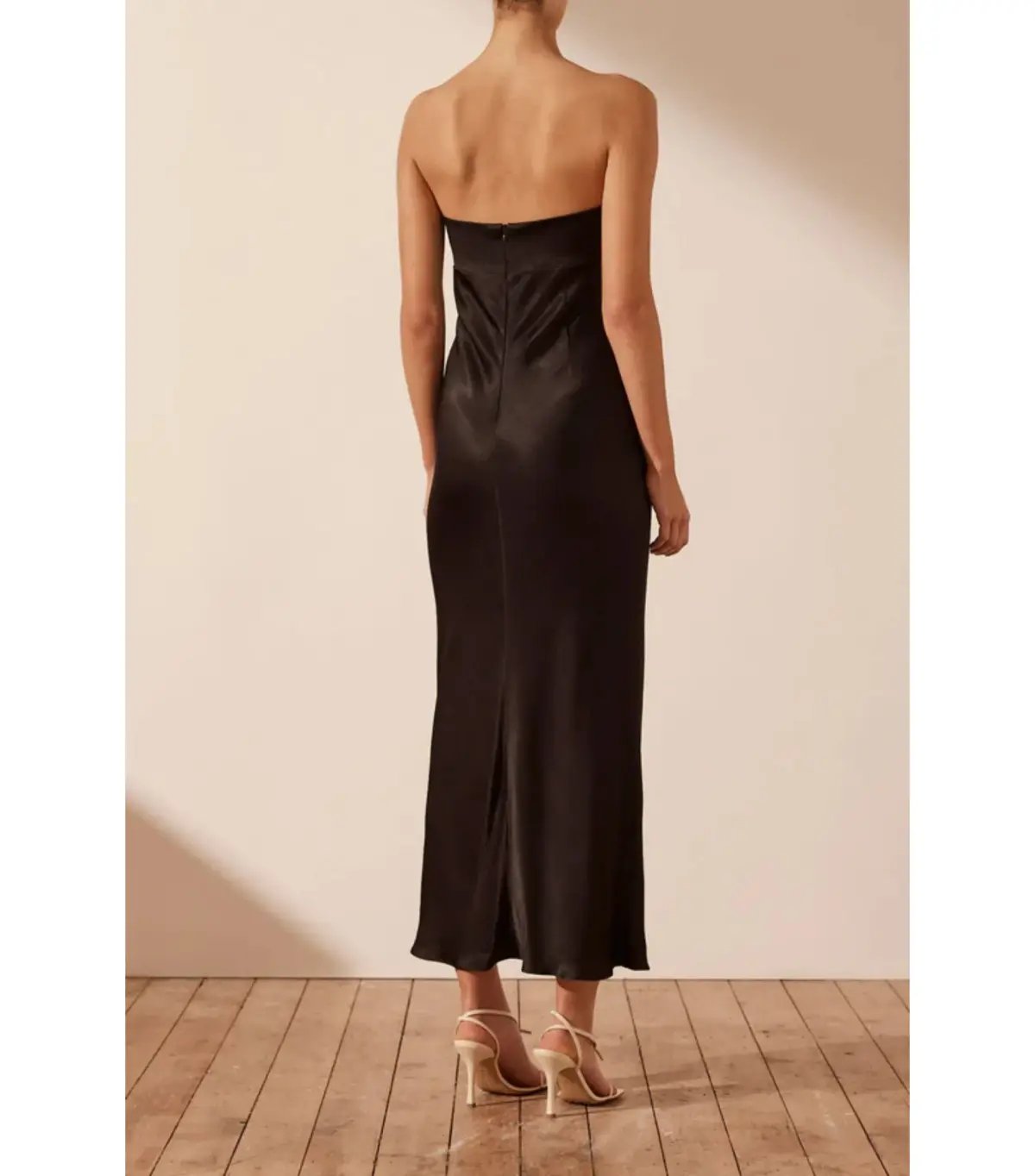 Shona Joy Camille Strapless Cut Out Midi Dress Black Size AU 8 photo 4