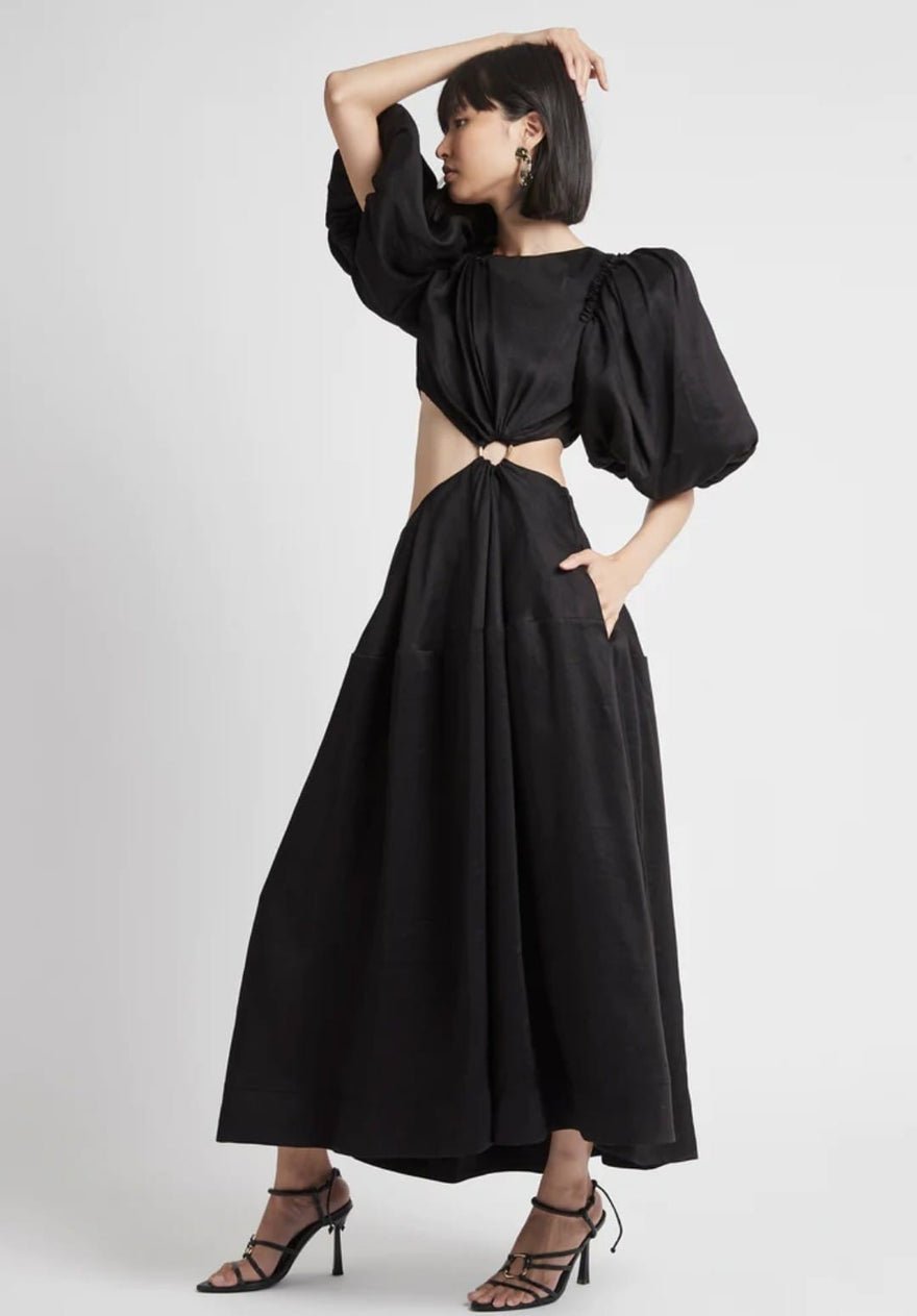 Aje Vanades Cut Out Ring Midi Dress - Black photo 2