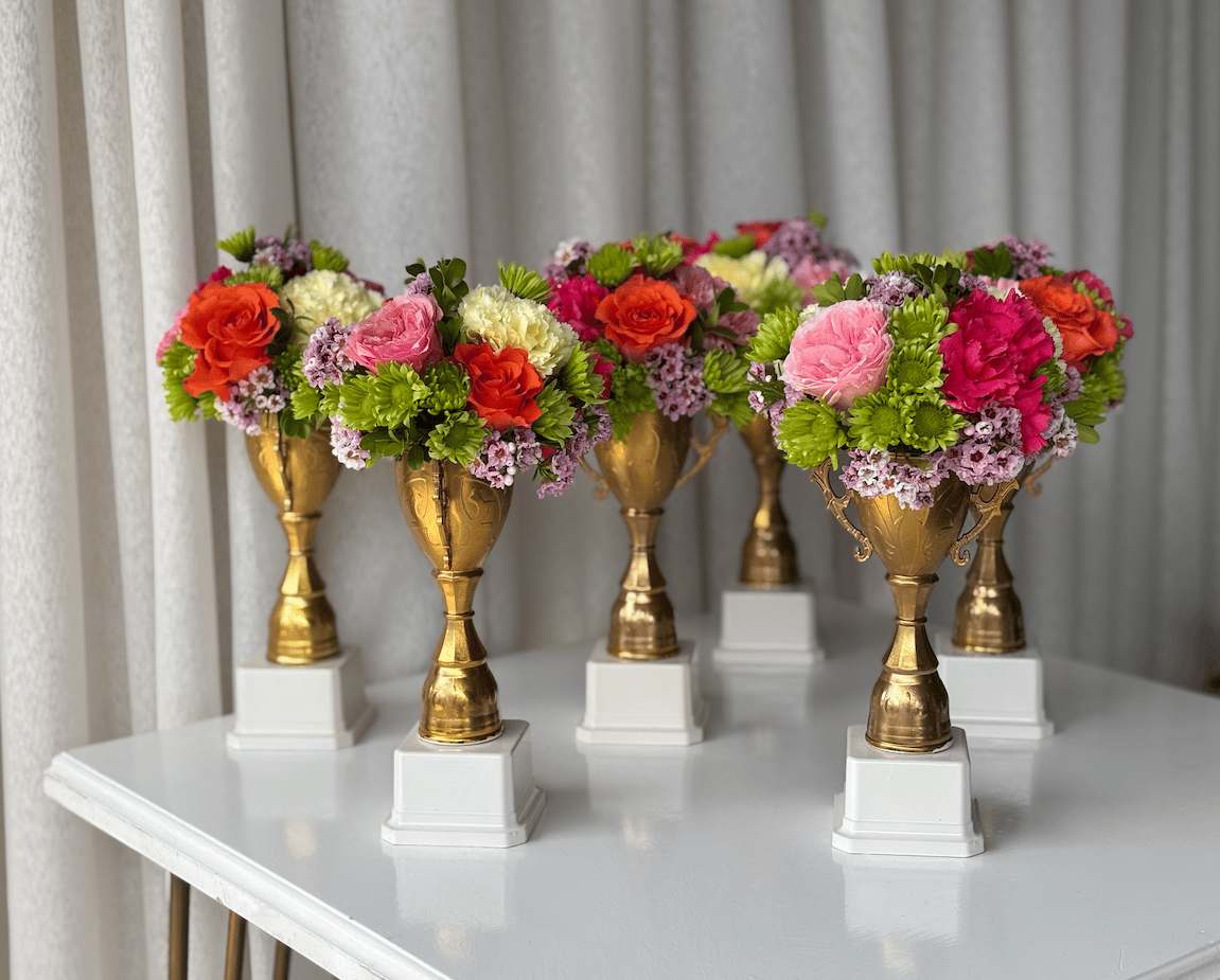 Melbourne Cup Trophy Centrepieces – with custom faux florals photo 4