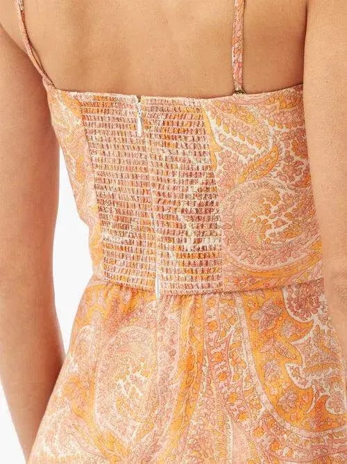 Zimmermann Brighton Tie Waist Midi Dress Tangerine Paisley Size 0 / AU 8 photo 4