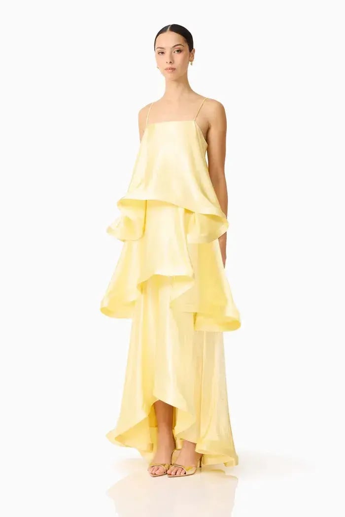 ELLIATT TILLY TIERED MAXI DRESS IN BUTTER YELLOW SIZE 8 (S) photo 2