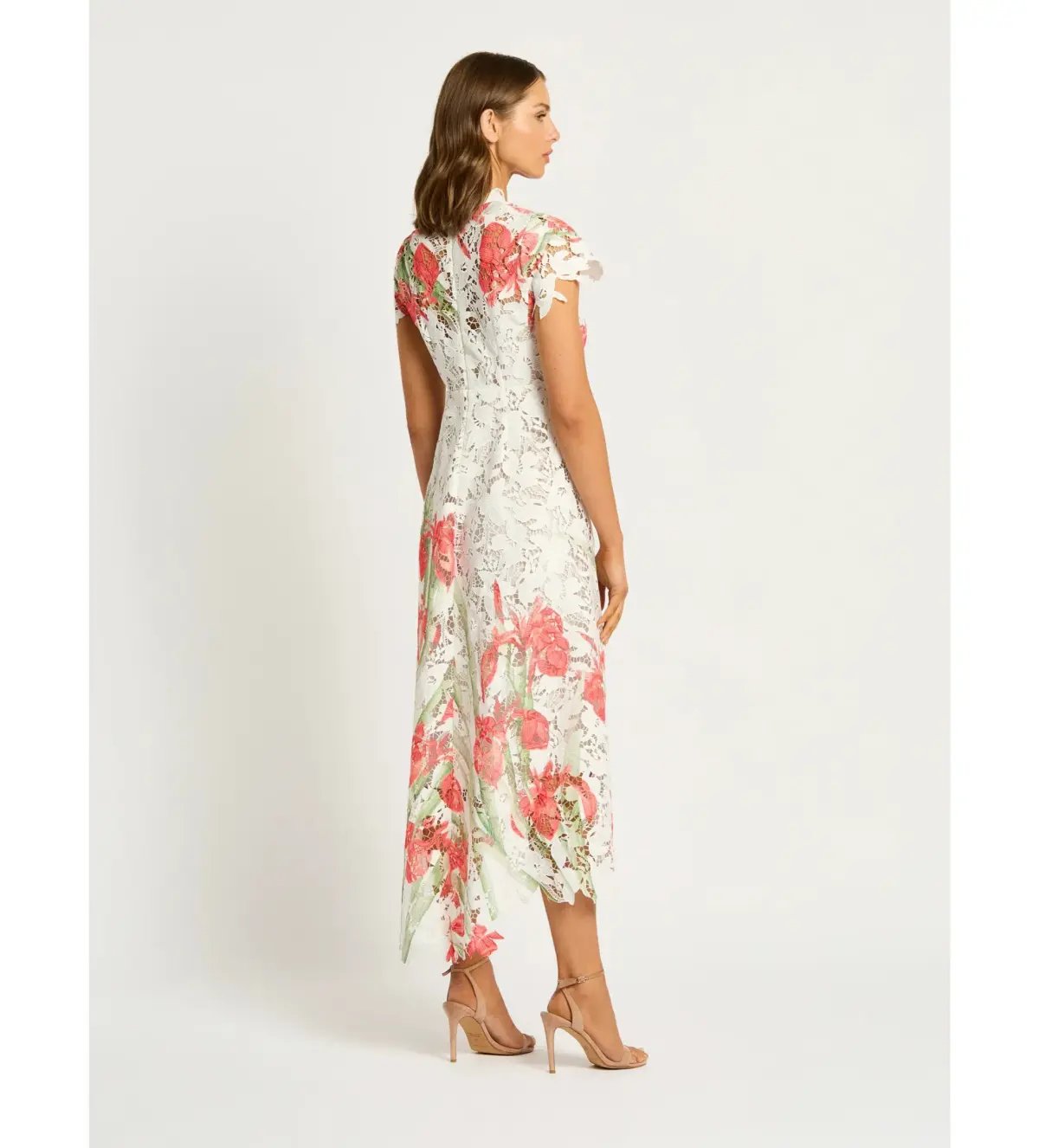Moss and Spy Orchid Cap Sleeve Midi Dress White Floral Size AU 14 photo 2
