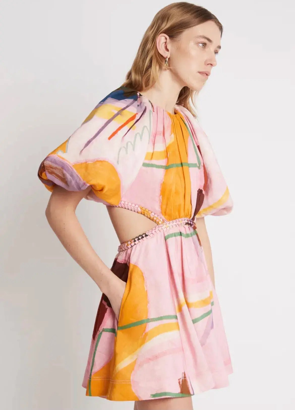 Aje Capucine Puff Sleeve Mini Dress Print Size 16 / 2XL photo 4
