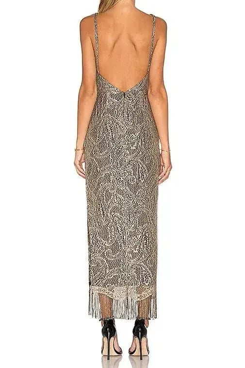 Misha Shadara Dress Metallic Size 8 photo 2