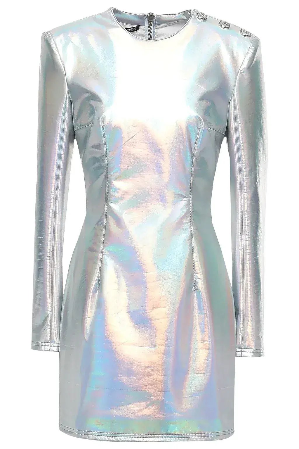 Balmain Holographic Iridescent Dress Silver Size S photo 3