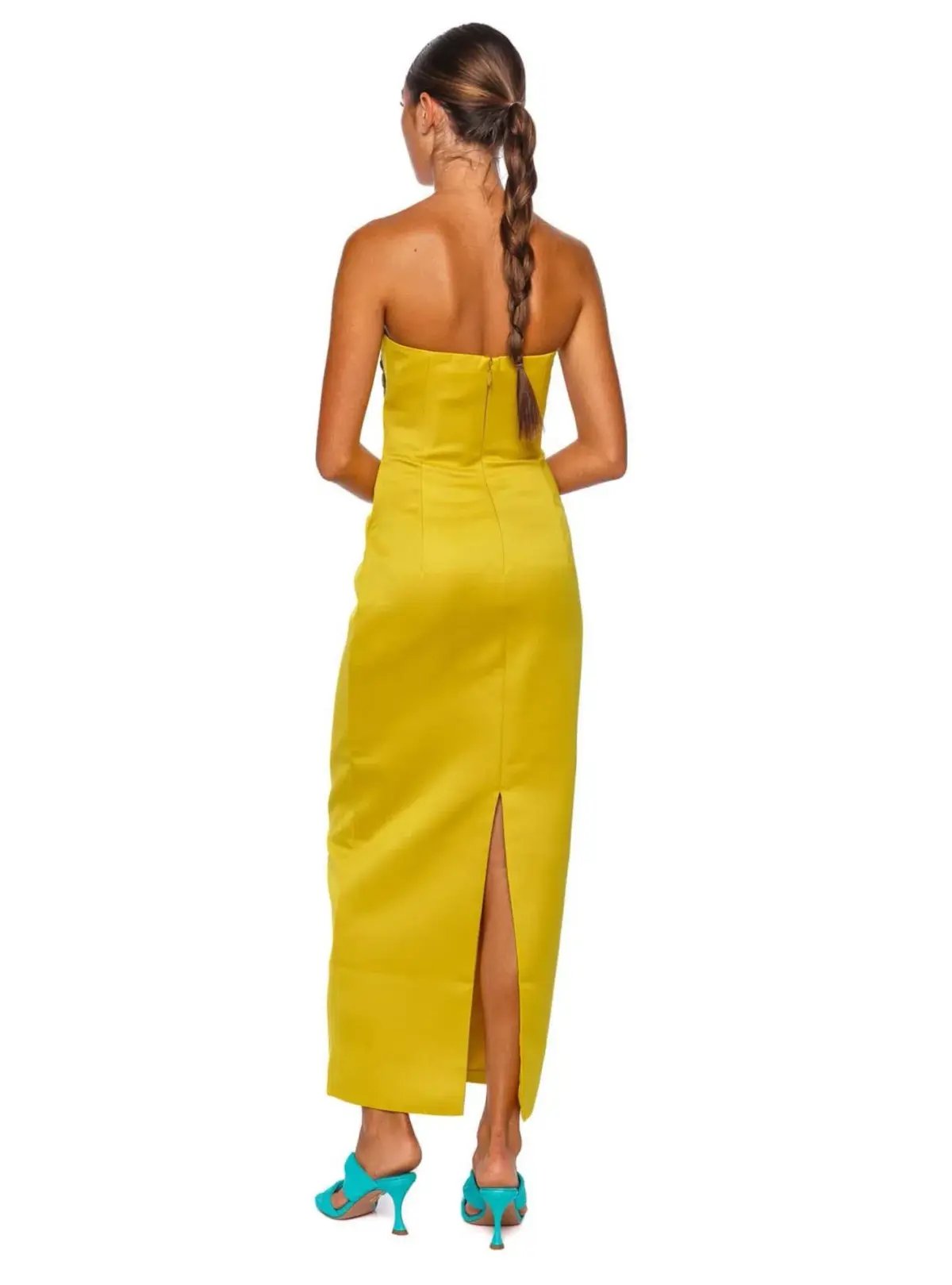 Leo Lin Rayna Applique Floral Bustier Maxi Dress Mustard Size AU 10 photo 2