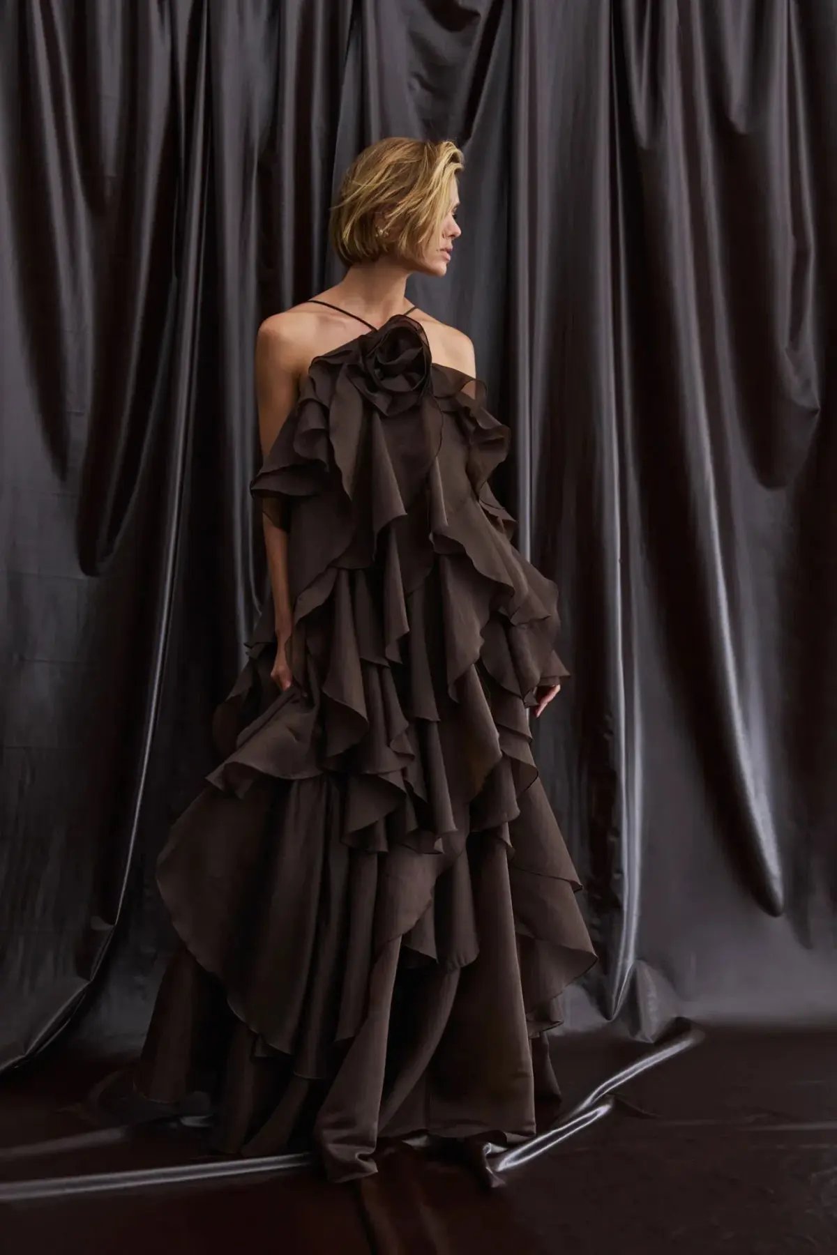 Aje Pandorea Layered Maxi Dress in Carob Size AU 10 photo 2