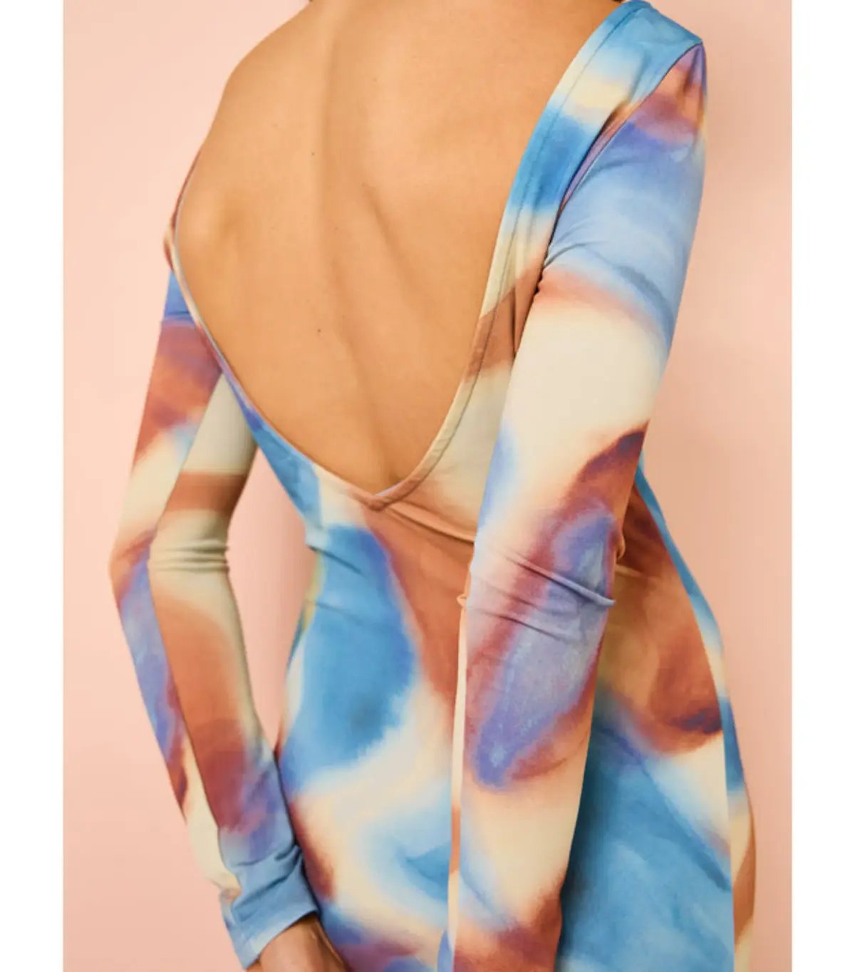 Issy Long Sleeve Maxi Dress in Blue Marble Size AU 16 photo 2