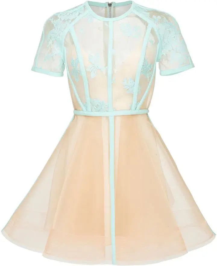 Alex Perry Arley Mini Dress Blue and Nude Size 10 photo 2