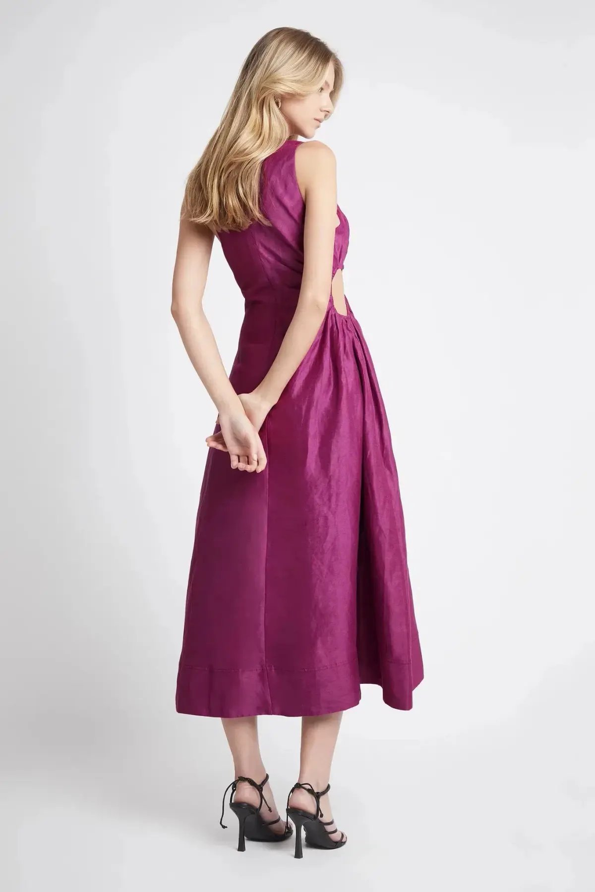 Aje Chateau Cut Out Midi Dress Fuchsia Size 12 photo 3