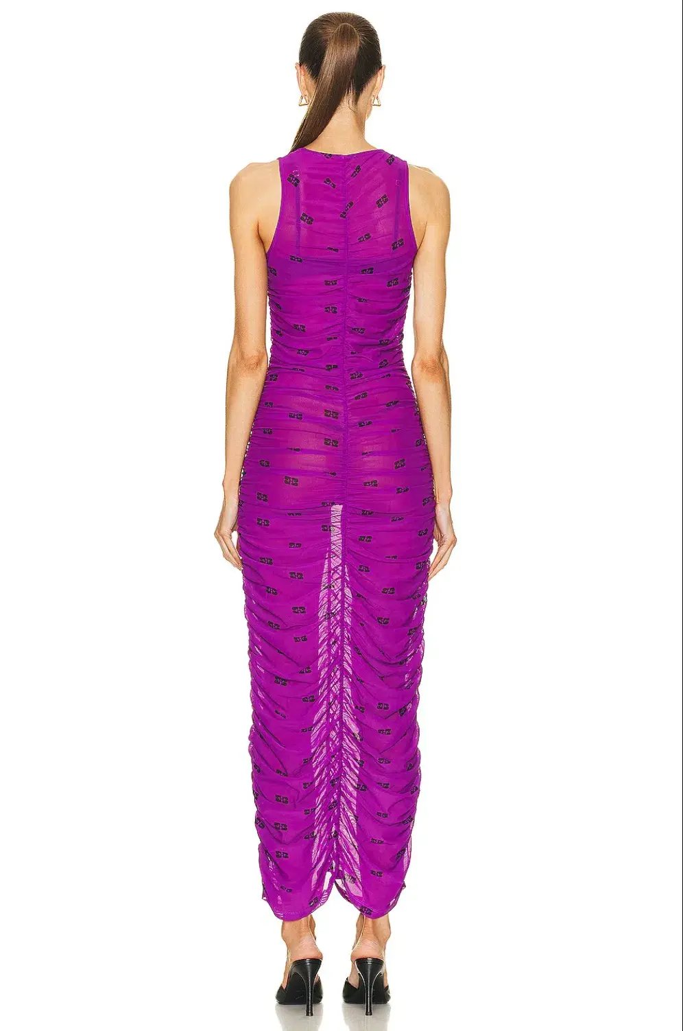 Ganni Printed Mesh Ruched Dress size 8 photo 3
