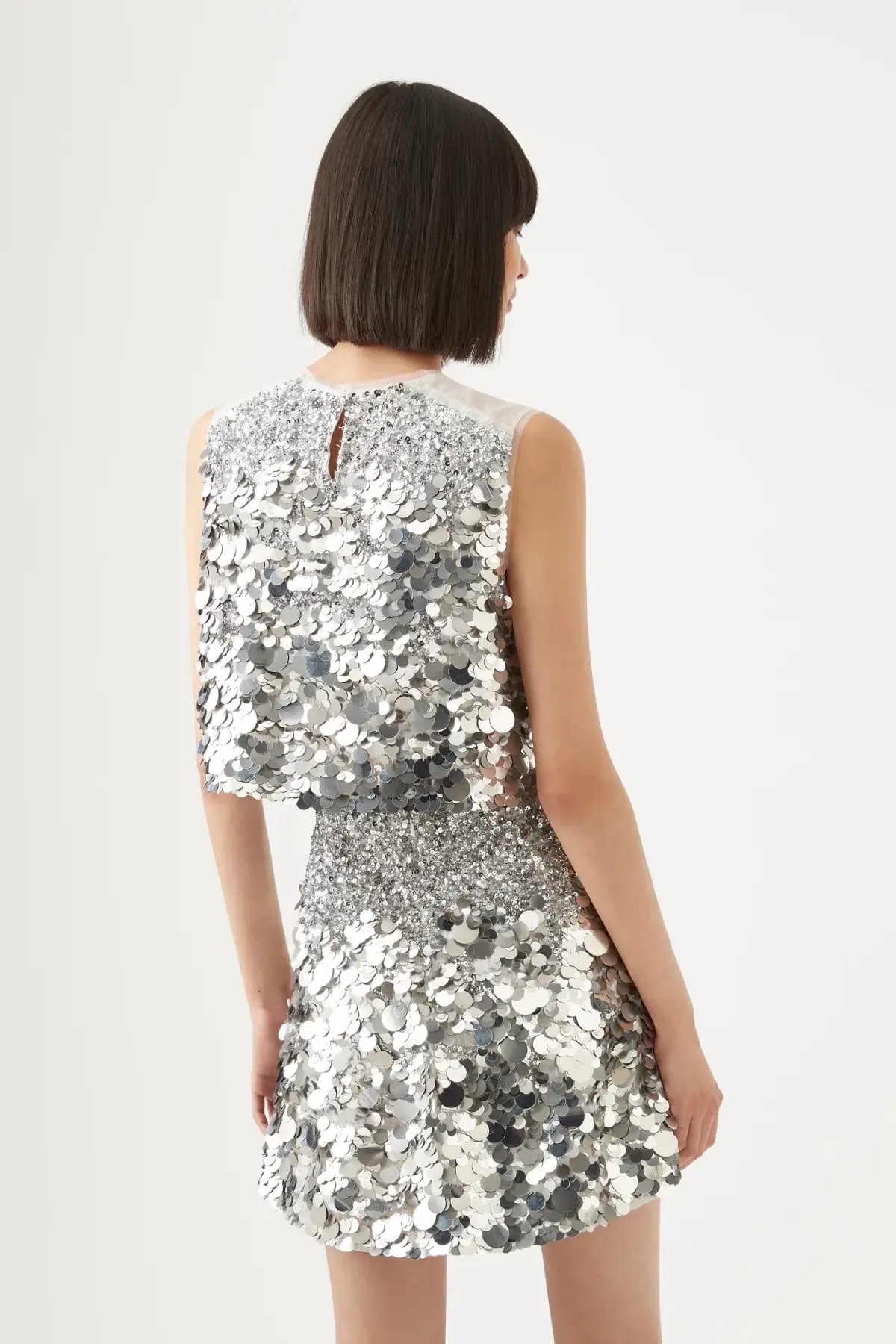 Aje Cherie Sequin Mini Skirt Silver Size 8 photo 2