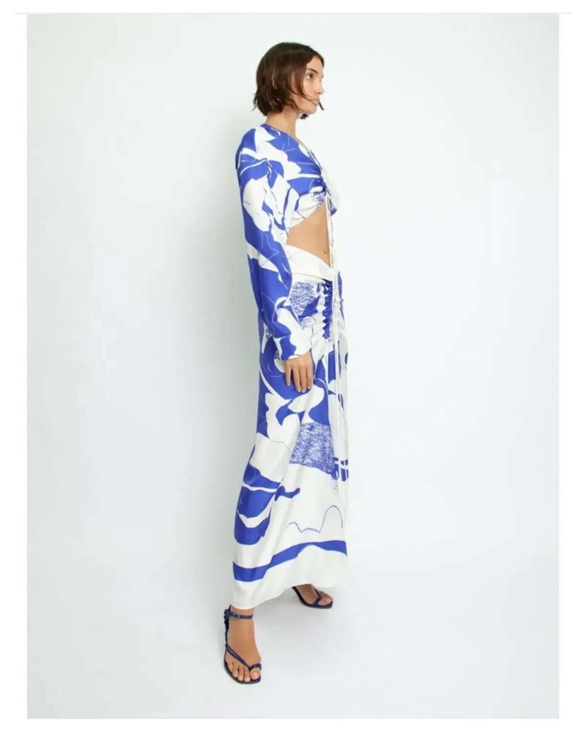 Christopher Esber Ruched Disconnect Dress Blue/White Size AU 8 photo 3