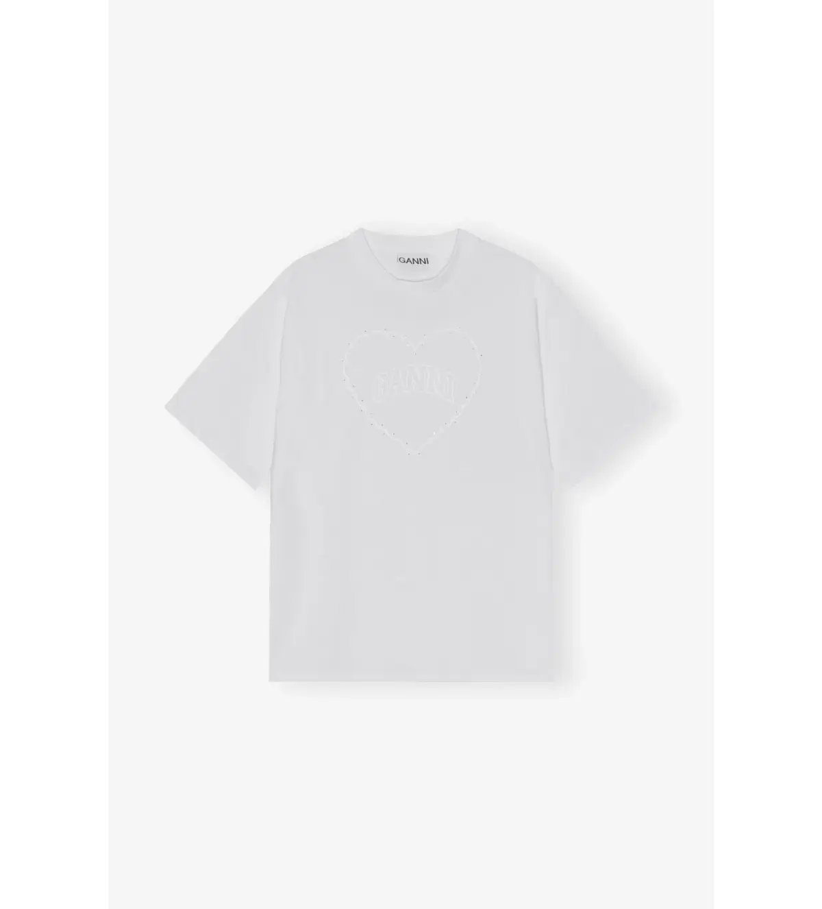 Ganni Heavy Cotton Drop Shoulder Heart T-shirt in White Size S/ AU 8 photo 5