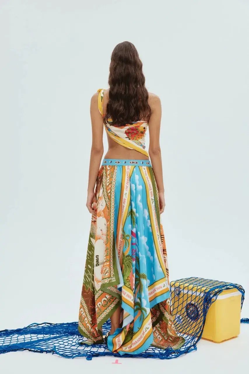 Alemais Samaki Scarf Top & Paradiso Silk Scarf Skirt Set Multi Size 10 AU photo 3
