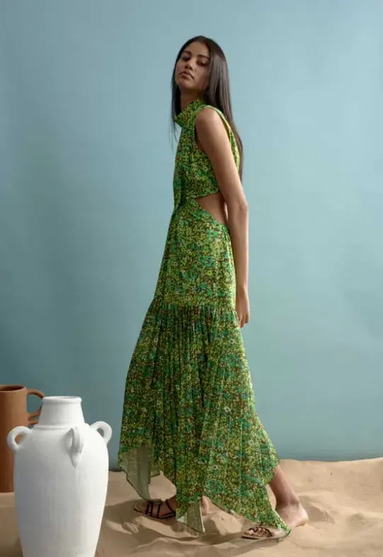 Alemais Phyllis Twist Front Pleat Dress Green Size 10 photo 2