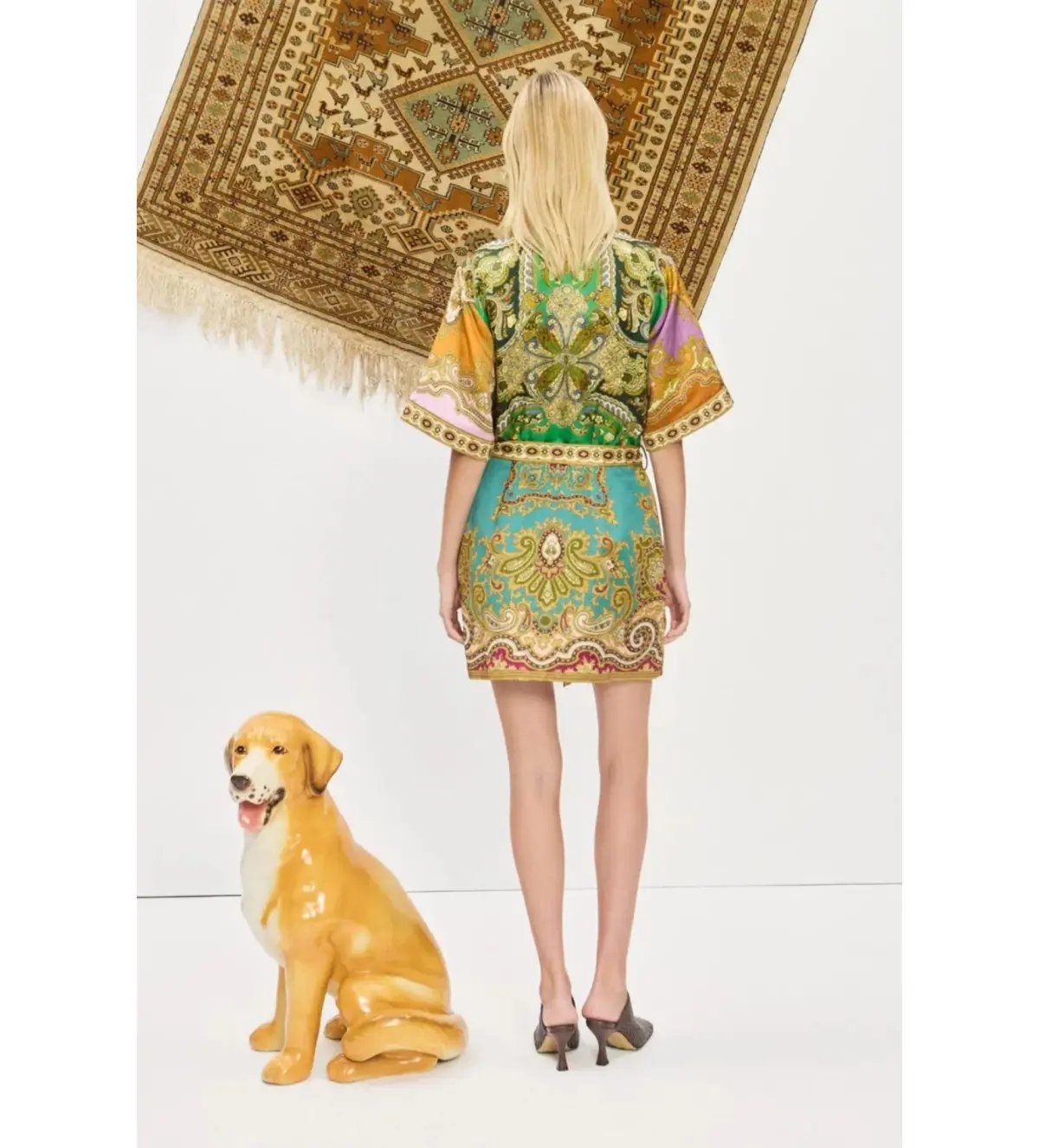 Alemais Clemenza Spliced Mini Dress Multi Print Size AU 12 photo 3