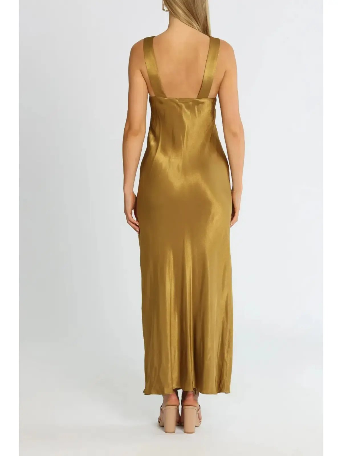 Shona Joy Giorgia Plunged Midi Dress in Olive Oil Size AU 14 photo 3