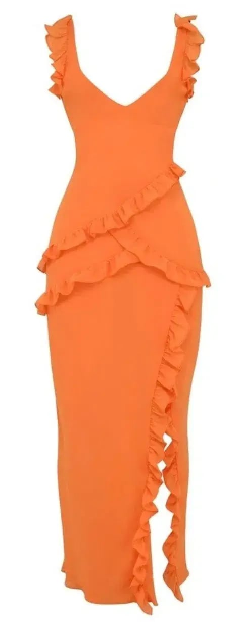 House of CB Pixie Ruffle Maxi Dress in Flame Orange Size XS / AU 6 - 8 photo 5