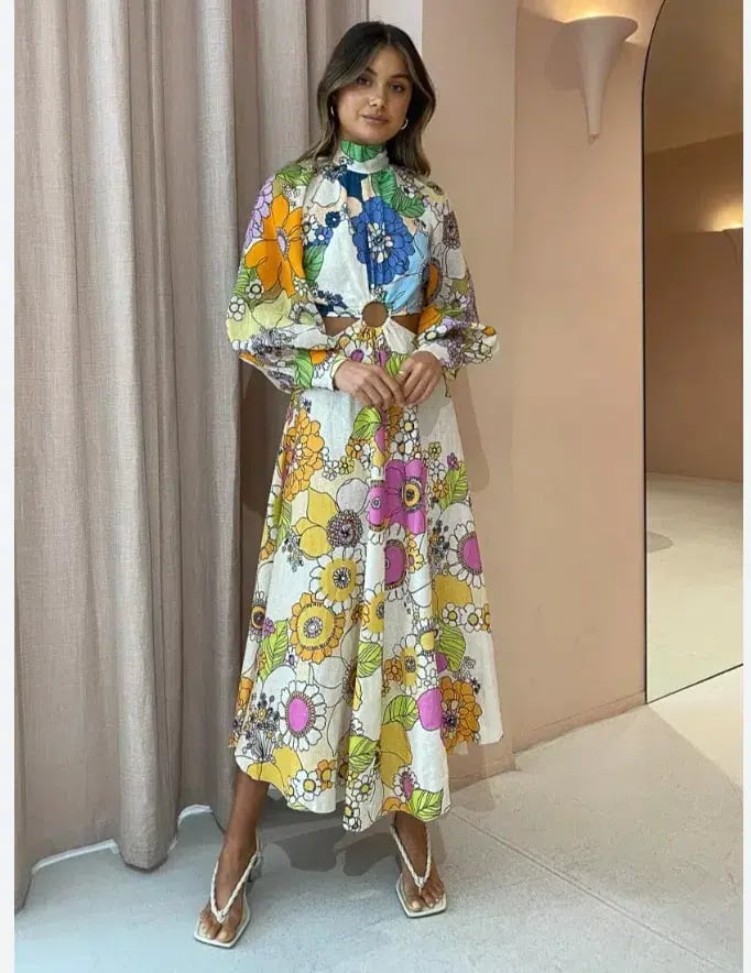 Alemais Farrah Cut Out Dress Floral Size 8 photo 2