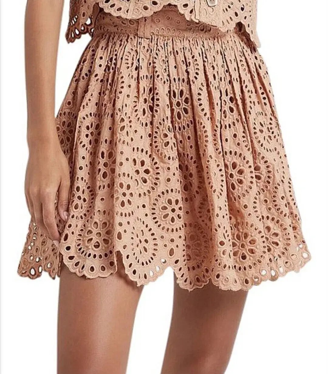 Aje Salita Broderie Skirt in Bleachcoast Beige Size 8 photo 2