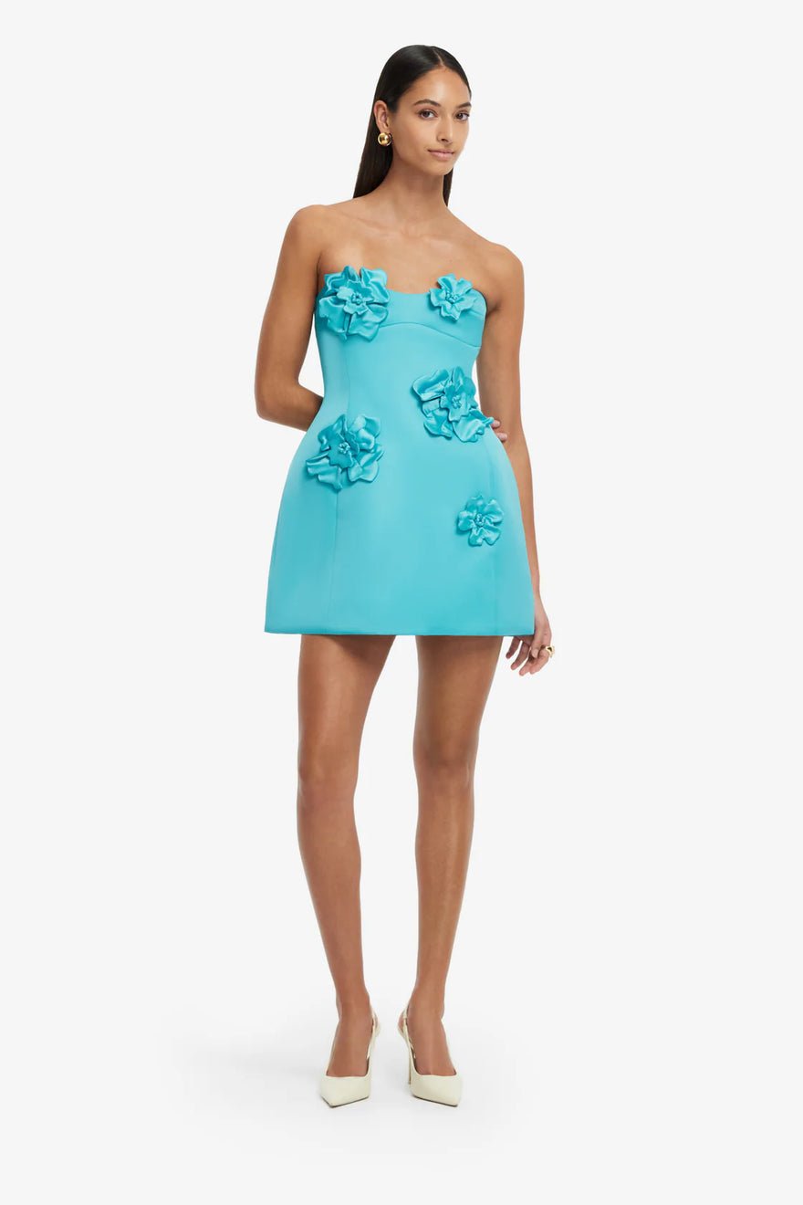 Leo Lin Rosario Petal Bustier Mini Dress - Aqua photo 3