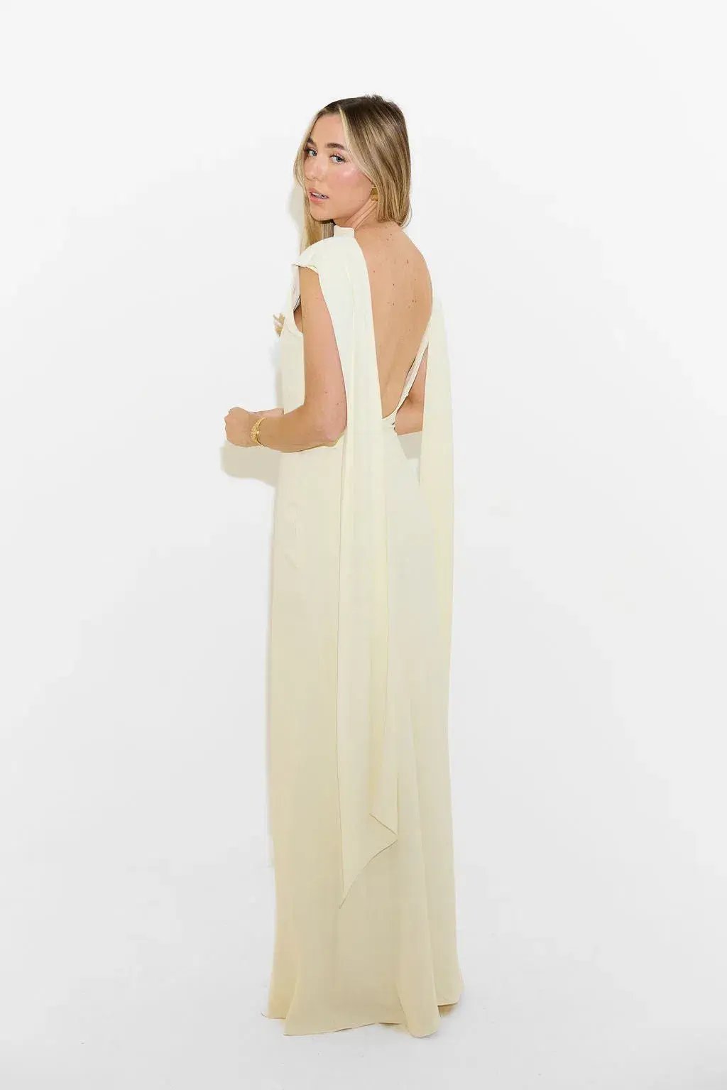 Odd Muse The Ultimate Muse Drape Back Maxi Dress Buttercream Size M/AU 10 photo 3