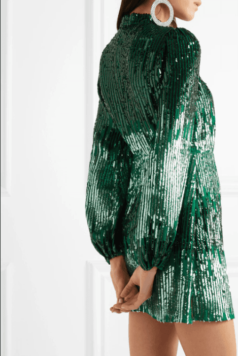 Rixo Samantha sequined crepe mini dress green Size 10 photo 2