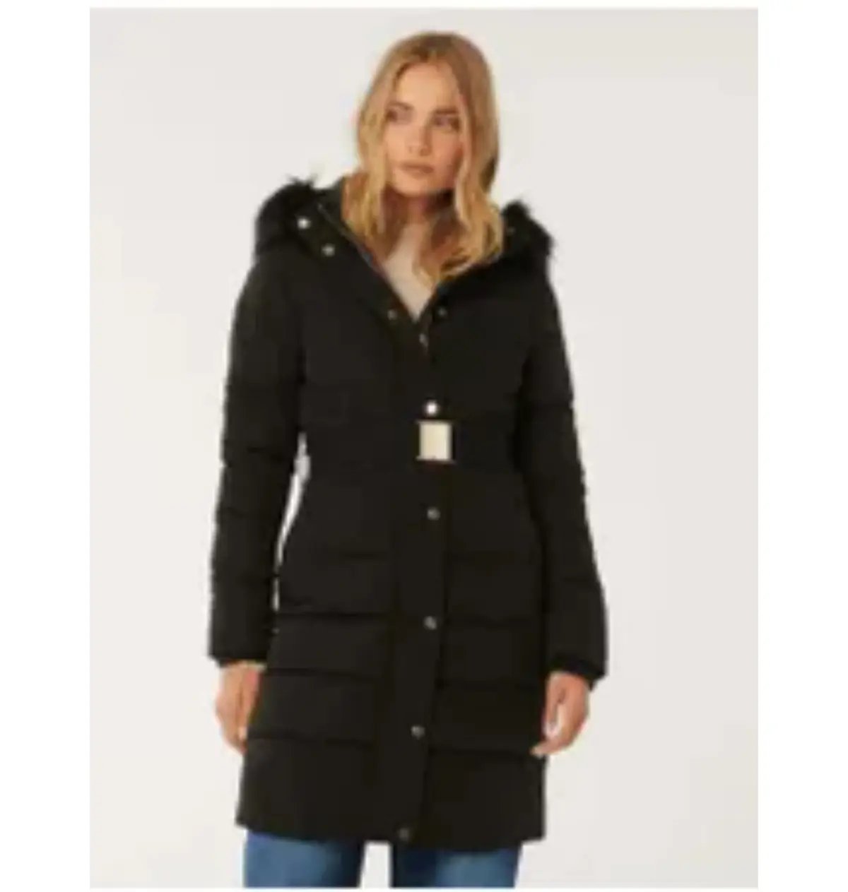 Ariana Belted Puffa Jacket Black Size 16 photo 2