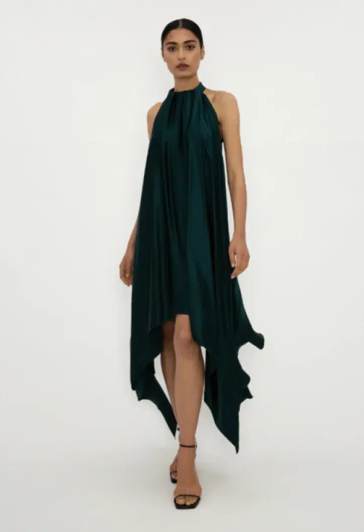 Bianca Spender Petrol Silk Isabella Dress Green Size 8 photo 2