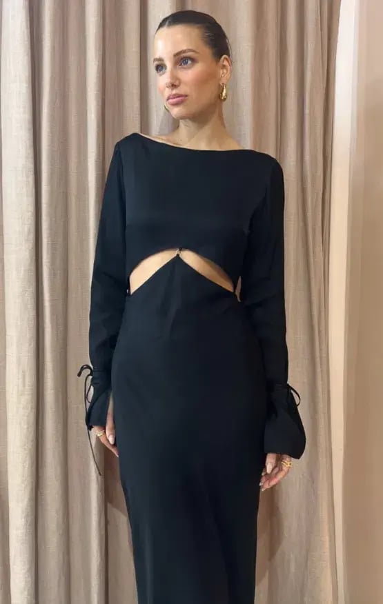 Bec & Bridge Diamond Days Long Sleeve Maxi Dress Black Size 10 / M photo 2