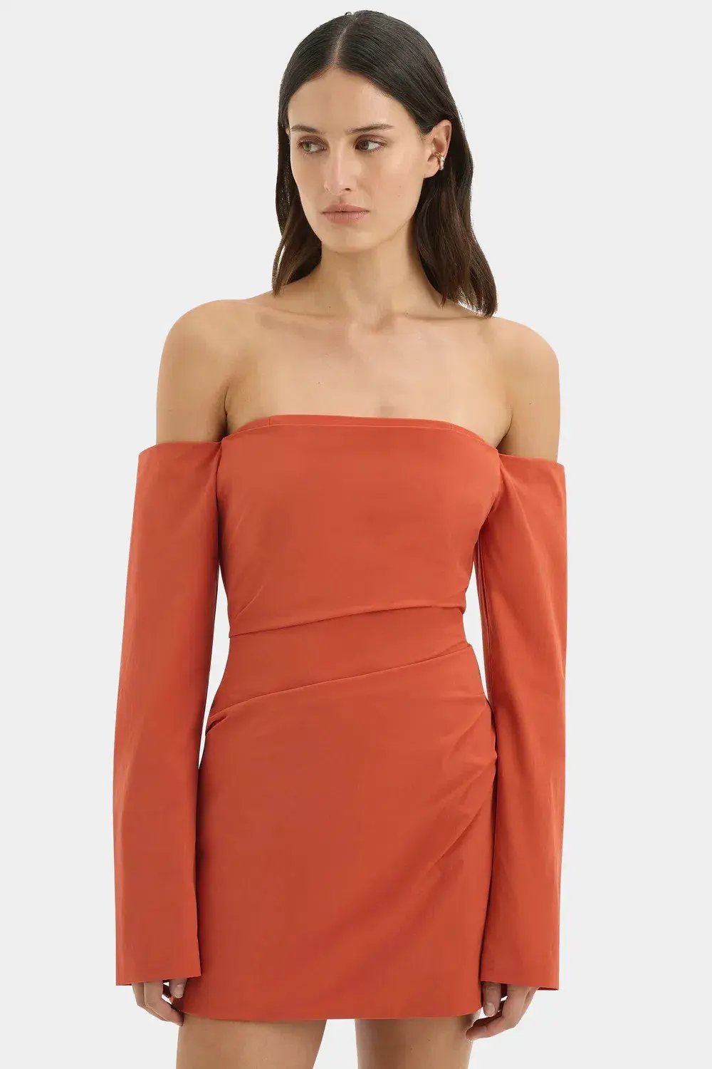 Sir The Label Rossana Off Shoulder Mini Dress Terracotta Size 3 / AU 12 photo 2