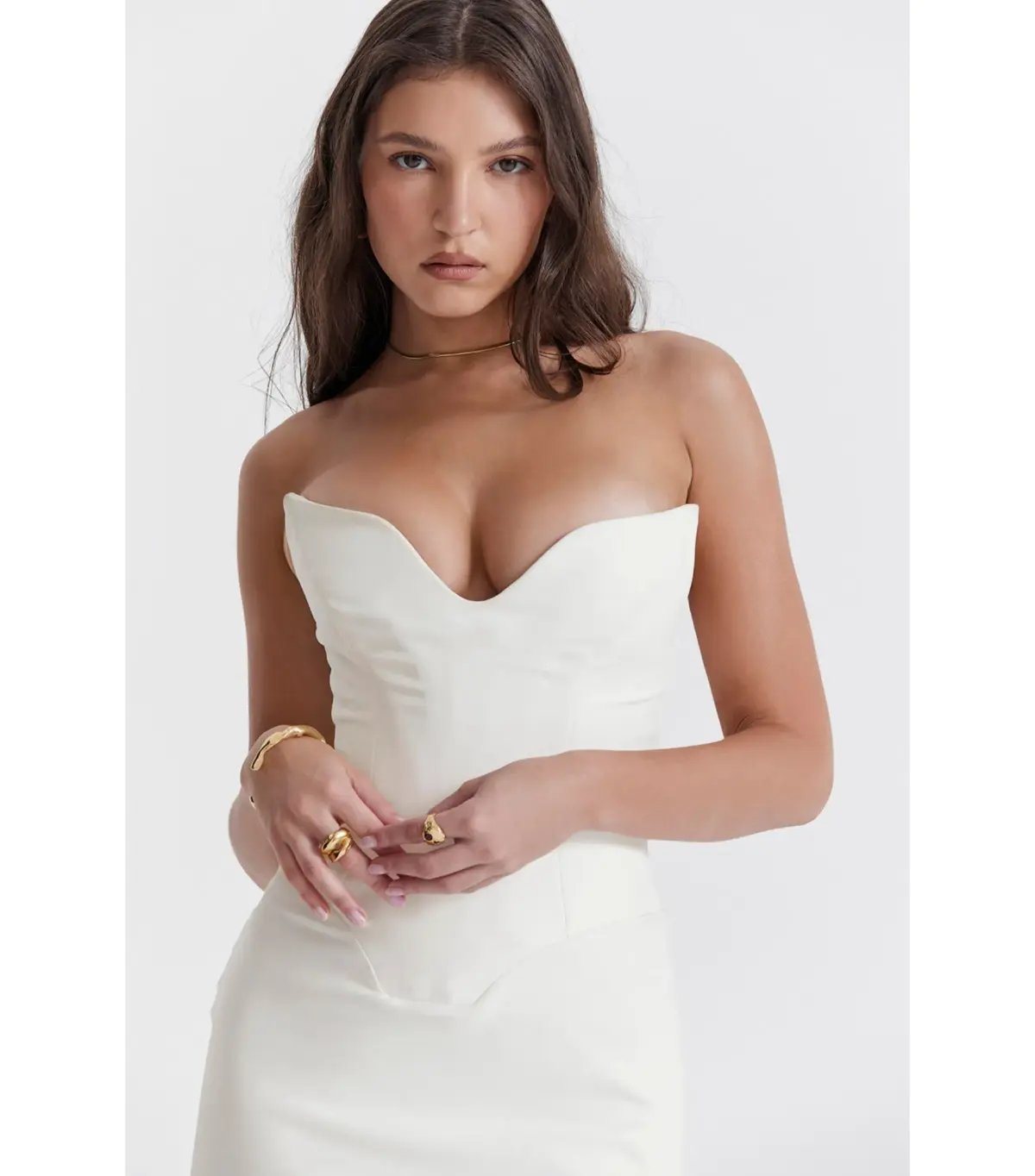 House Of CB Tamara Strapless Corset Dress Ivory Size AU 8 photo 2