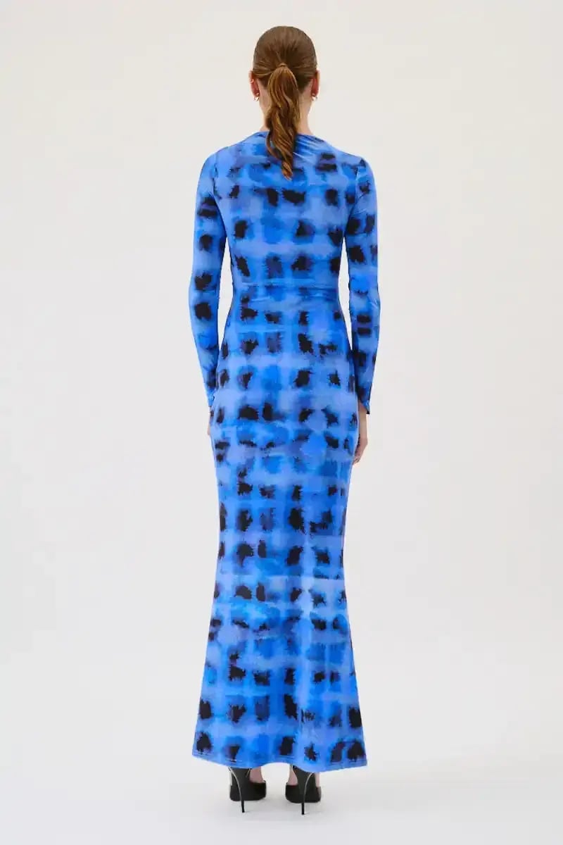 Suboo Shibori Long Sleeve Rouched Maxi Dress Blue Size M / AU 10 photo 3