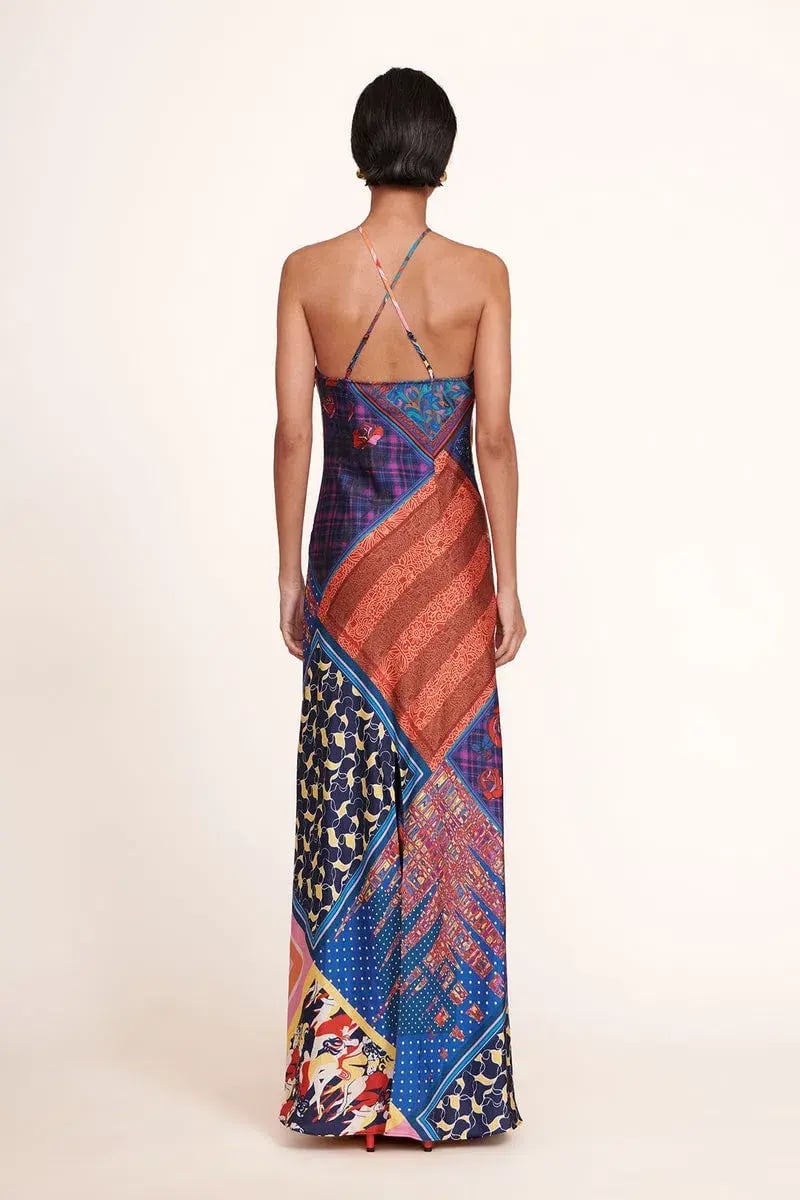 Staud Cubism Dress in Patchwork Foulard Print Size 6 photo 3