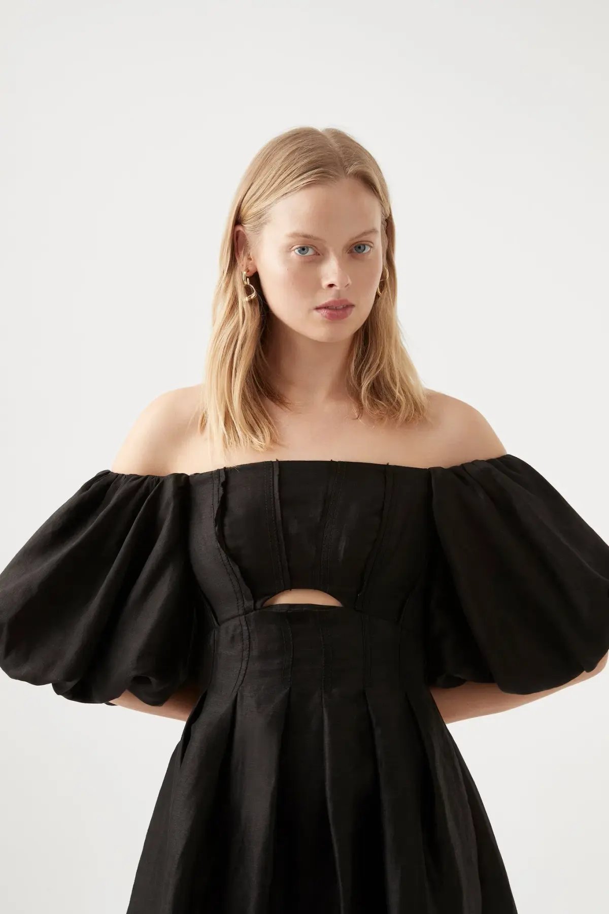 Aje Eugenie Off Shoulder Midi Dress Black Size AU 10 photo 3
