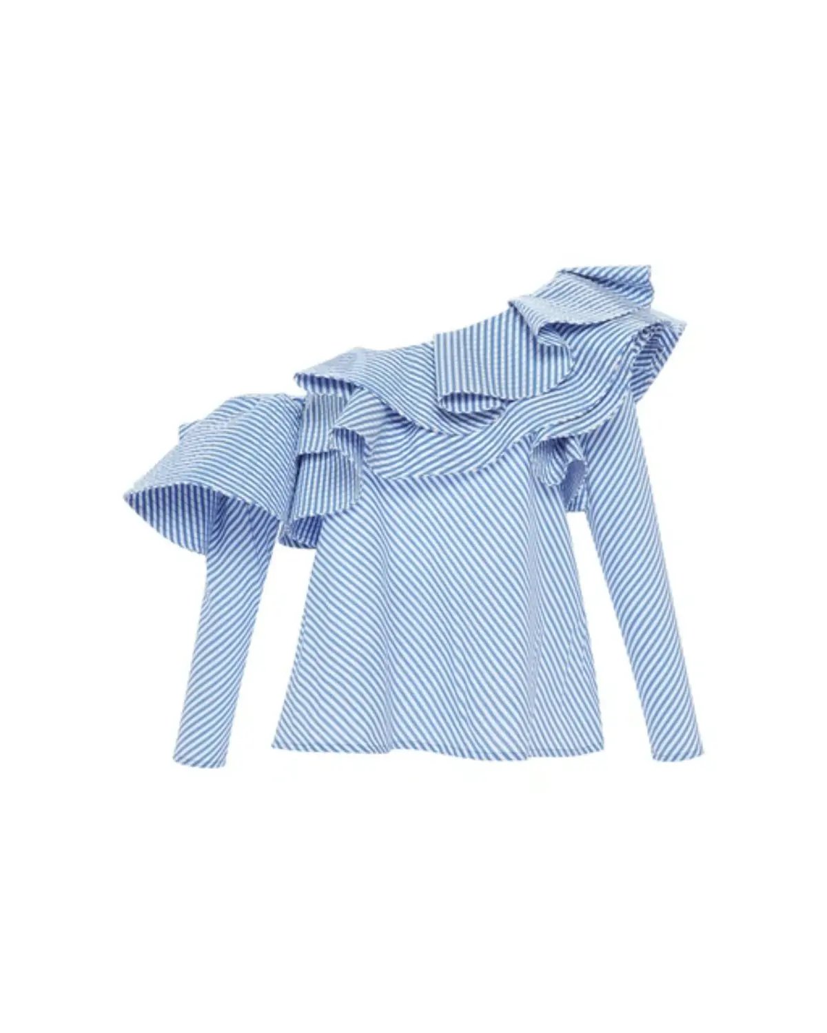 Johanna Ortiz Anastasia One Shoulder Top in Blue Stripe Size AU 8 photo 3