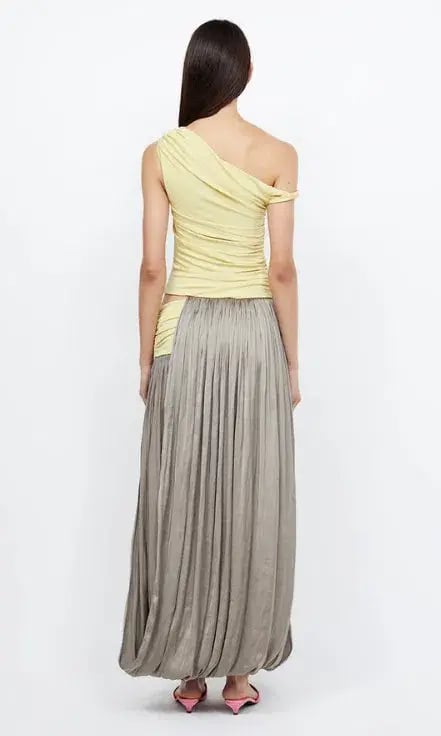 Bec & Bridge Serene Boatneck Maxi Dress in Yellow Citrus/Taupe Size 8 photo 2