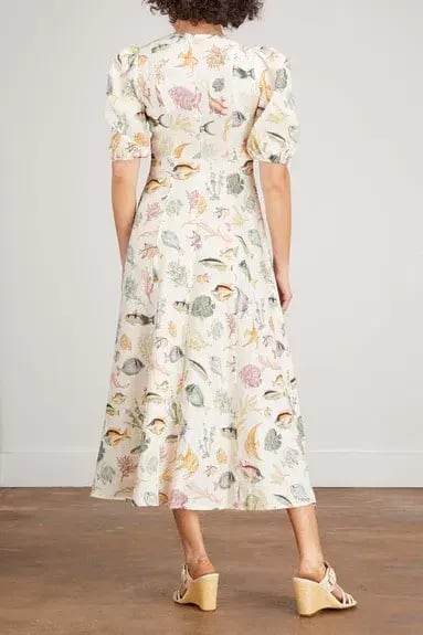 Alemais Wanda Linen Midi Dress Fish Underwater Size 10 photo 4