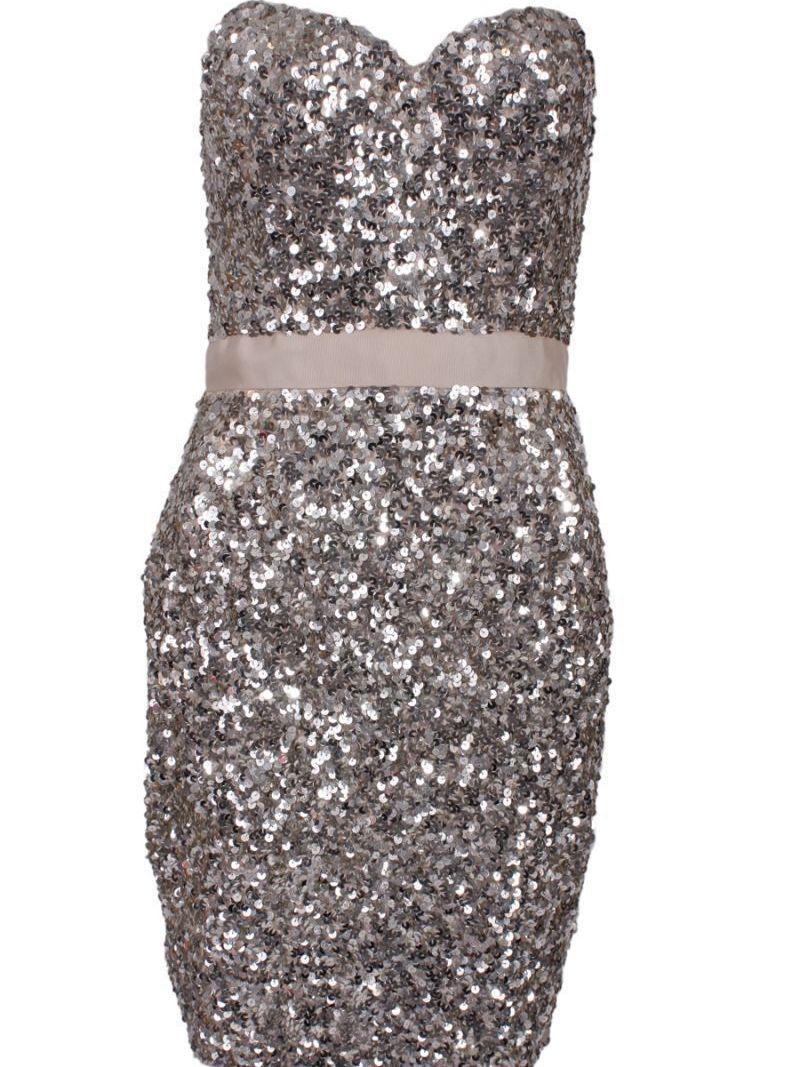 Rachel Gilbert Milio Dress Silver Size 10 photo 2