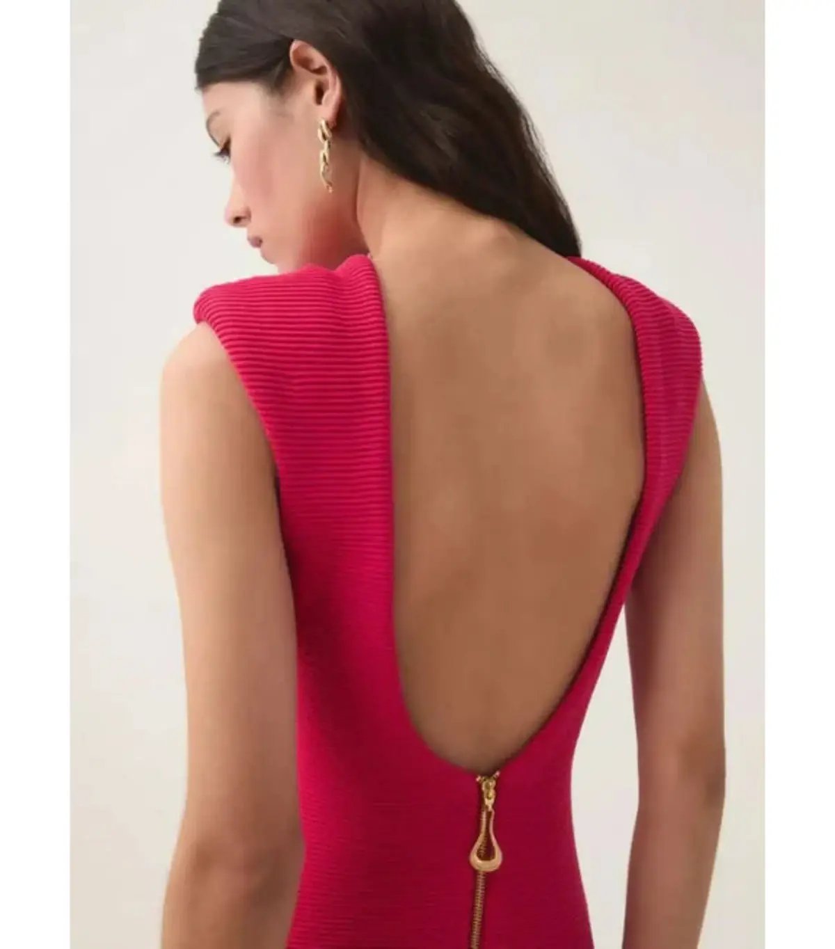 Aje Rushes Raffia Knit Midi Dress Deep Fuschia Size AU 8 photo 2