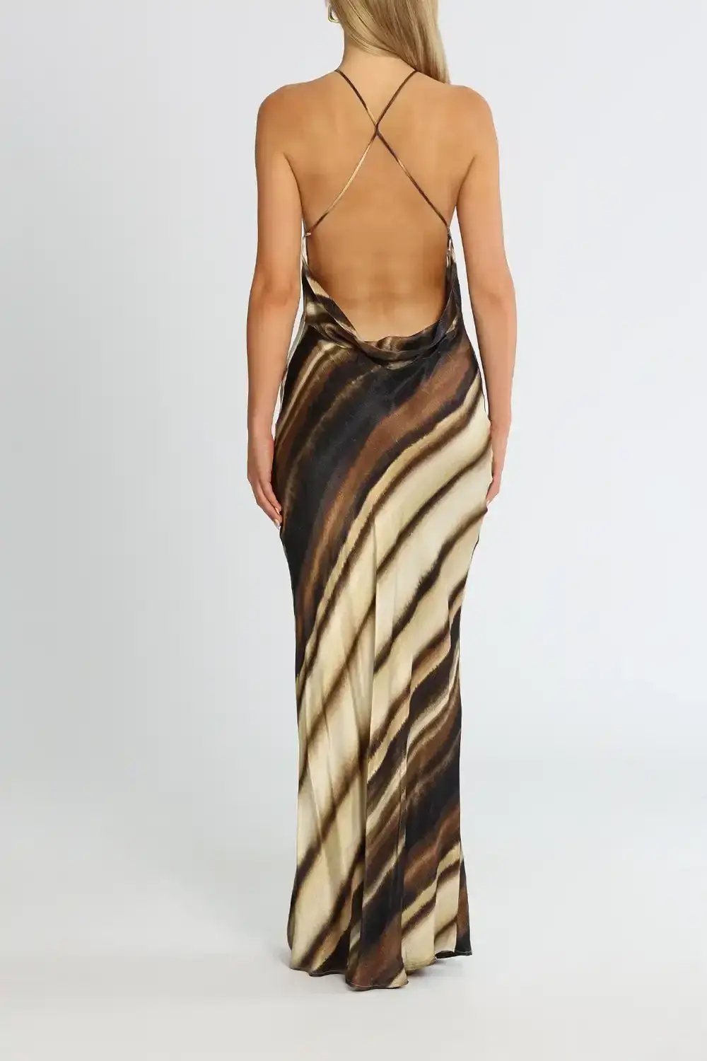Bec & Bridge Watercolour Maxi Dress Brown/Cream Print Size 12 photo 3