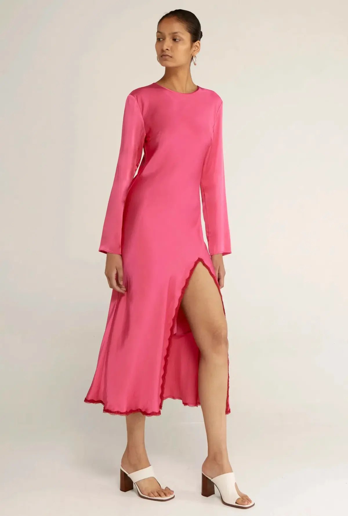 Third Form Last Dance Long Sleeve Bias Maxi Dress in Magenta Size 8 photo 4