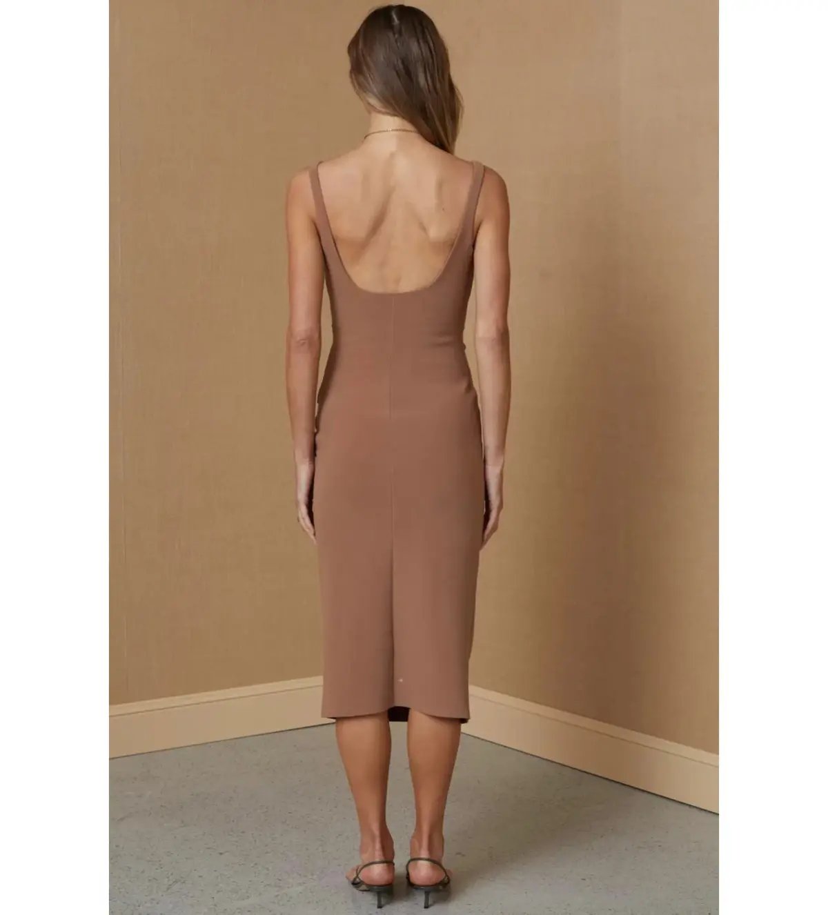 Bec & Bridge Karina Tuck Midi Dress Milk Chocolate Size 10 photo 5