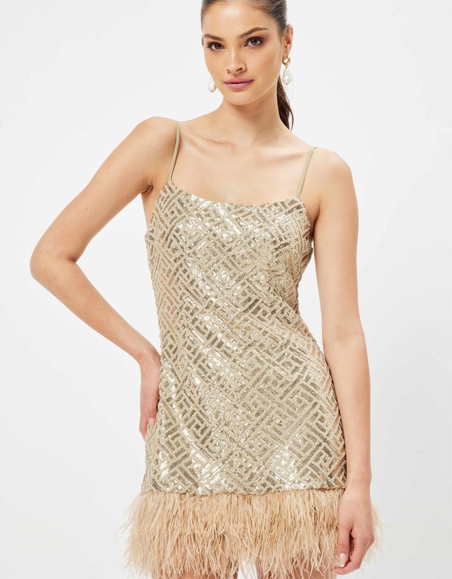 Elliatt Petrea Mini Dress, Khaki photo 3