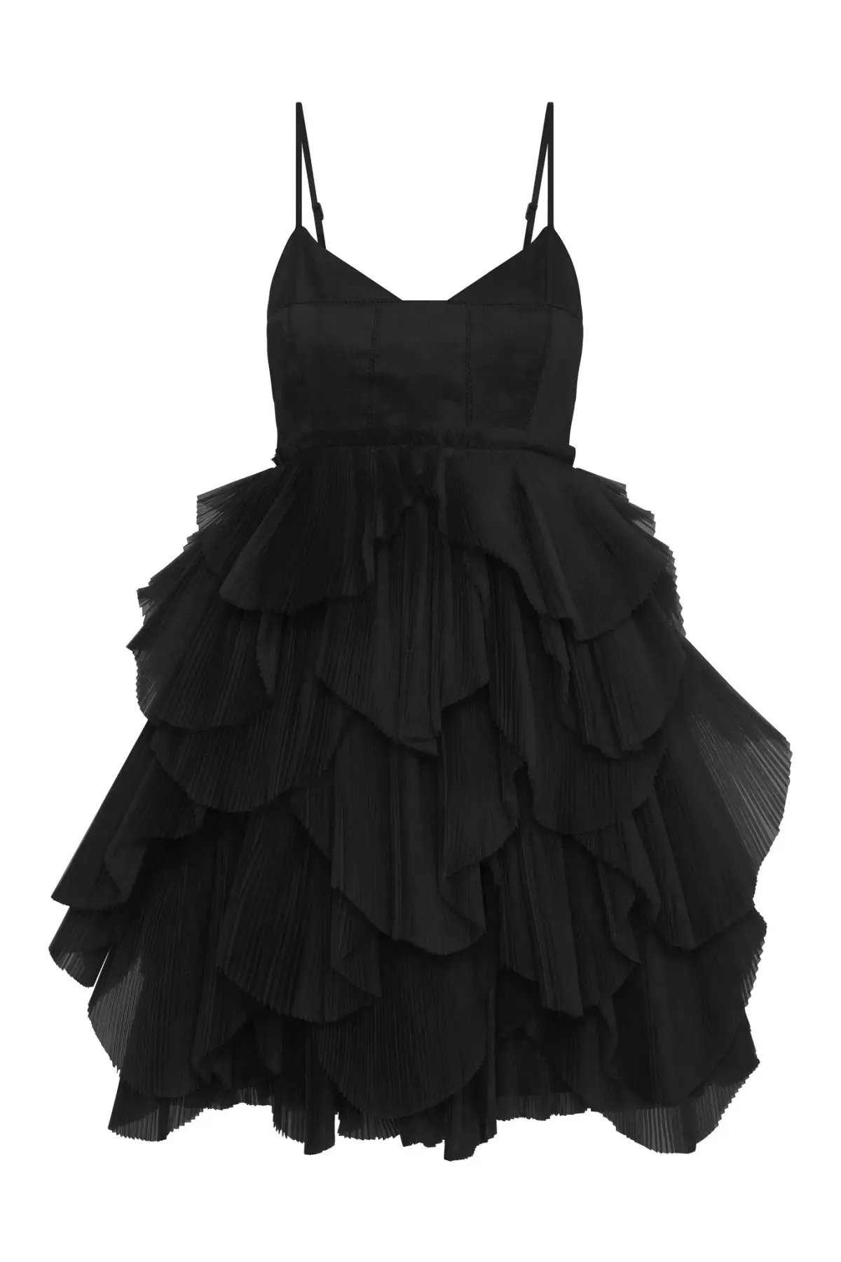 AJE Elsie pleat Mini Dress Black Size 10 photo 6