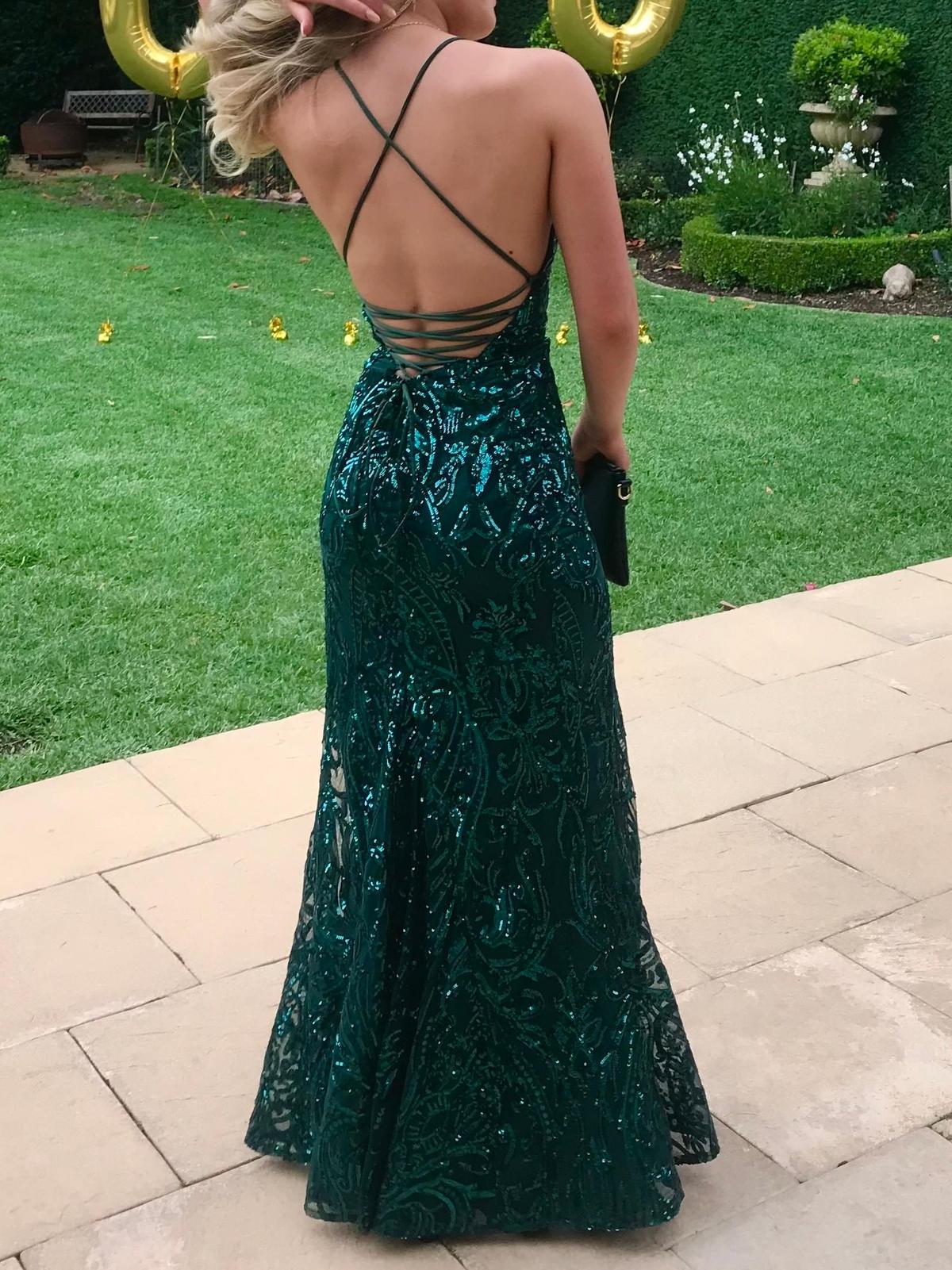 Alamour Genelle Emerald Sequin Gown Size 8 photo 2