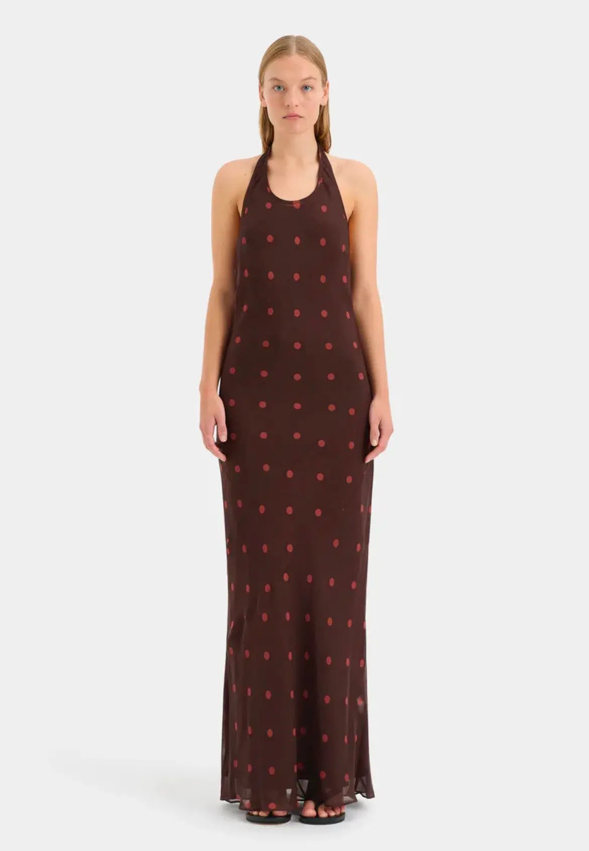 Sir the Label Toni Halter Dress in Chocolate Dot Size 2 / AU 10 photo 5