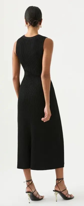 Aje Crescent Knit Midi Dress Black Size 12 / L photo 3